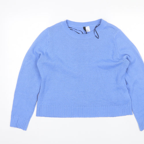 Divided Womens Blue Round Neck  Acrylic Pullover Jumper Size M