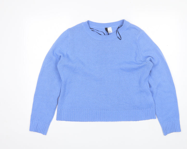 Divided Womens Blue Round Neck  Acrylic Pullover Jumper Size M