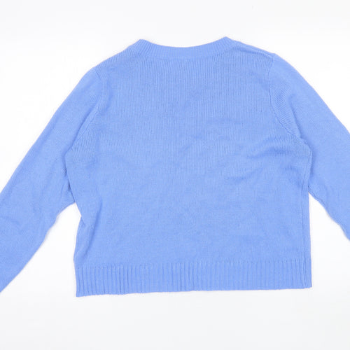 Divided Womens Blue Round Neck  Acrylic Pullover Jumper Size M