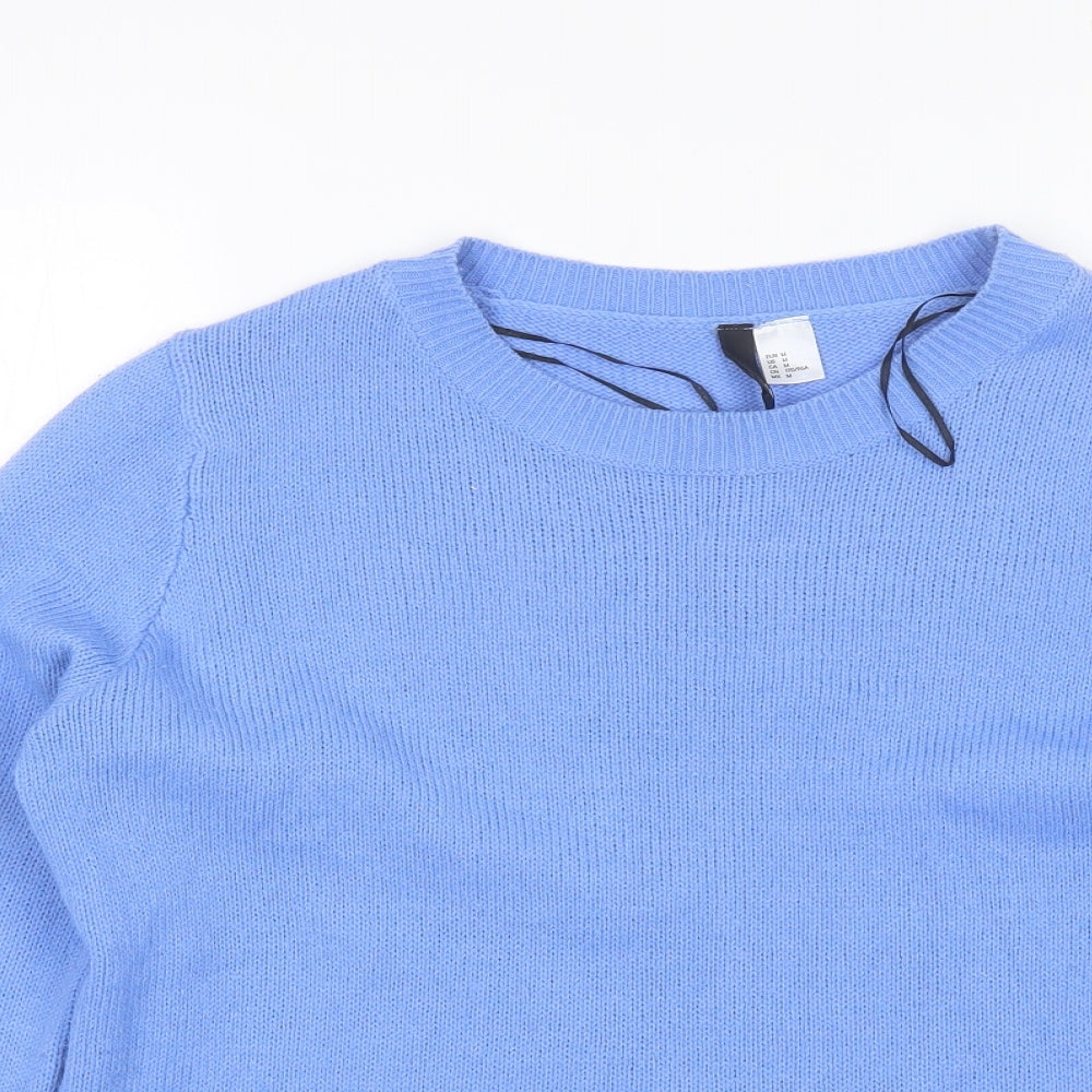Divided Womens Blue Round Neck  Acrylic Pullover Jumper Size M