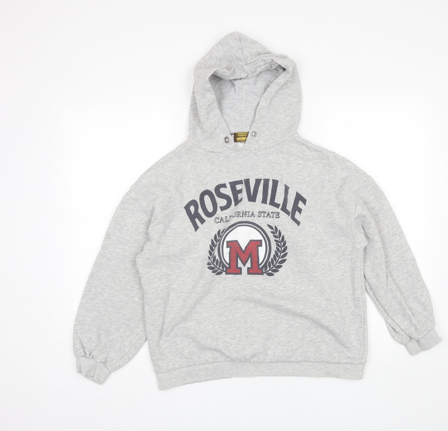 Pull&Bear Womens Grey  Cotton Pullover Hoodie Size M