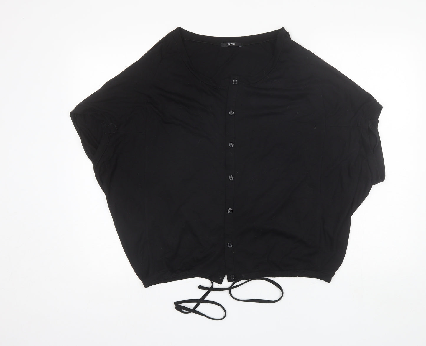 George Womens Black Round Neck  Polyester Cardigan Jumper Size M