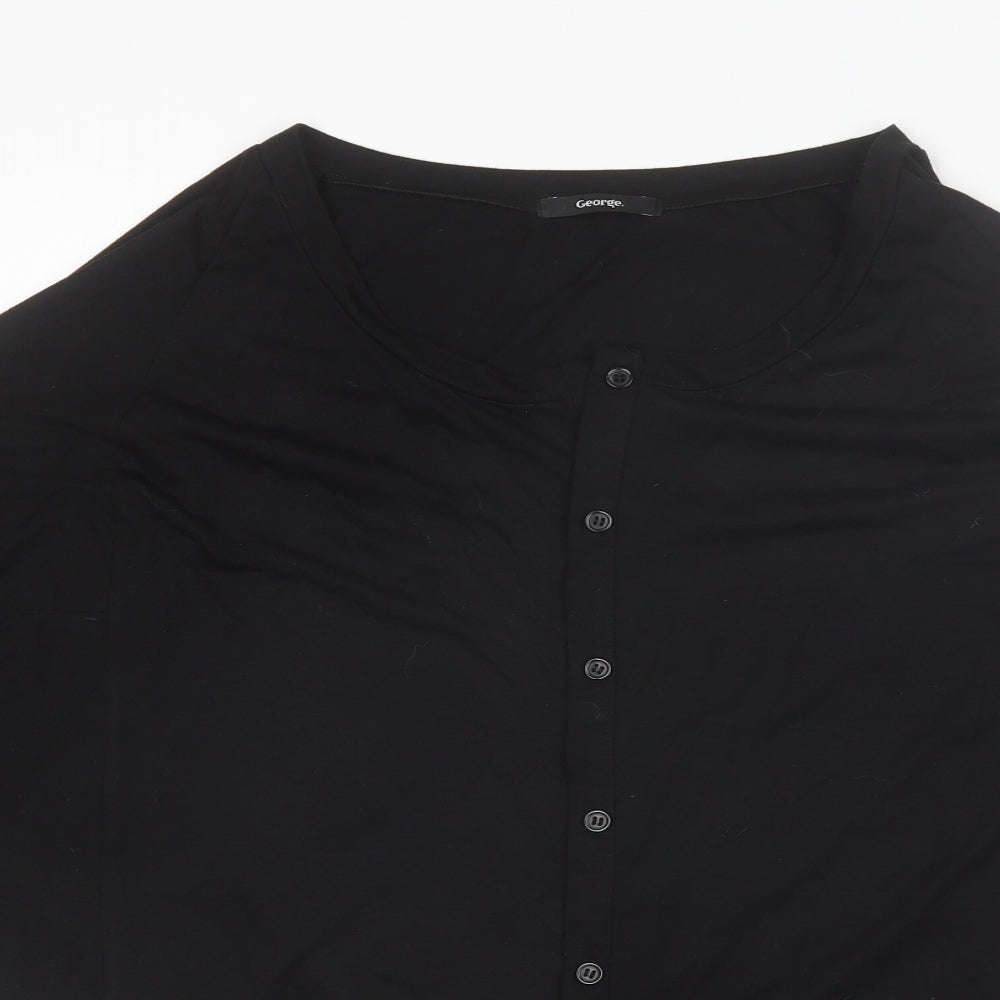George Womens Black Round Neck  Polyester Cardigan Jumper Size M