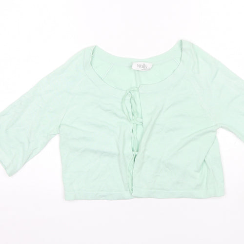 Wallis Womens Green Round Neck  Viscose Shrug Jumper Size S