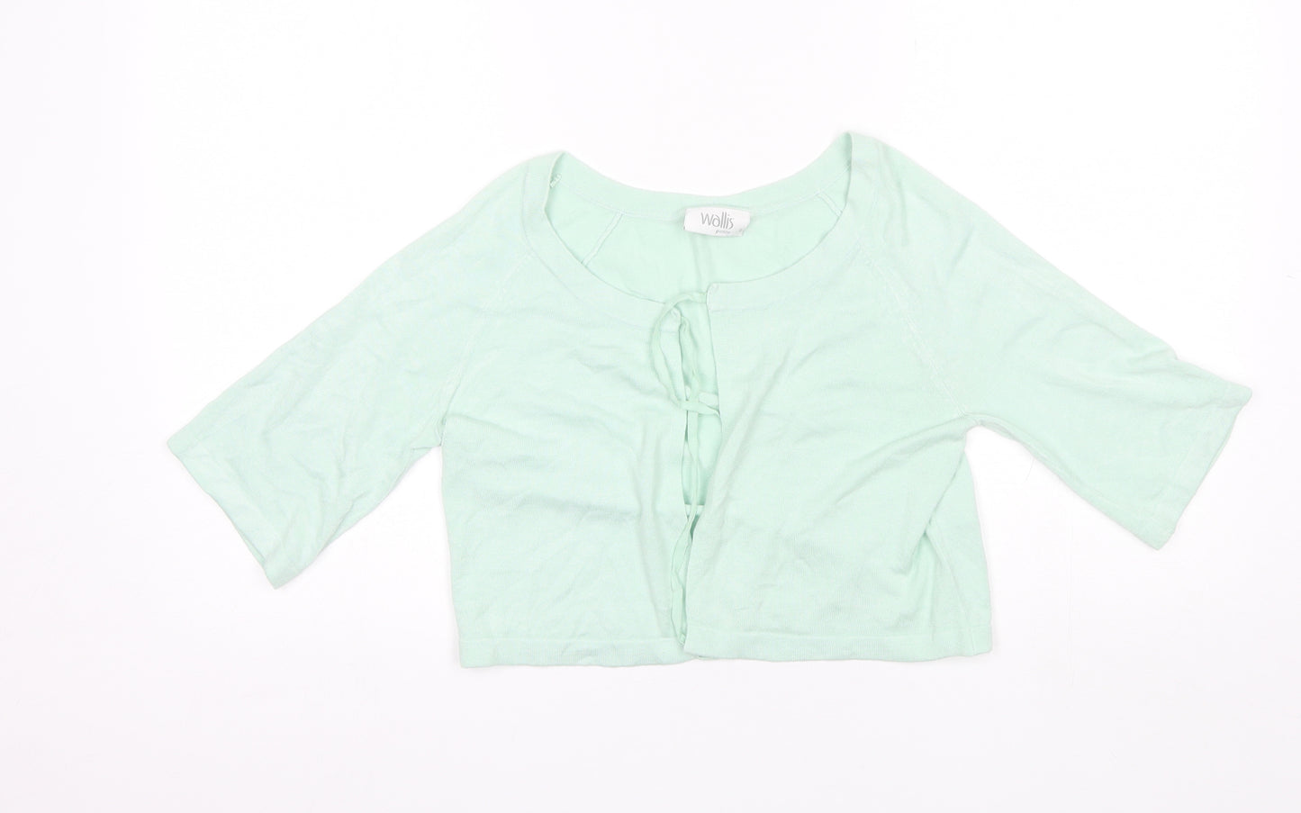 Wallis Womens Green Round Neck  Viscose Shrug Jumper Size S
