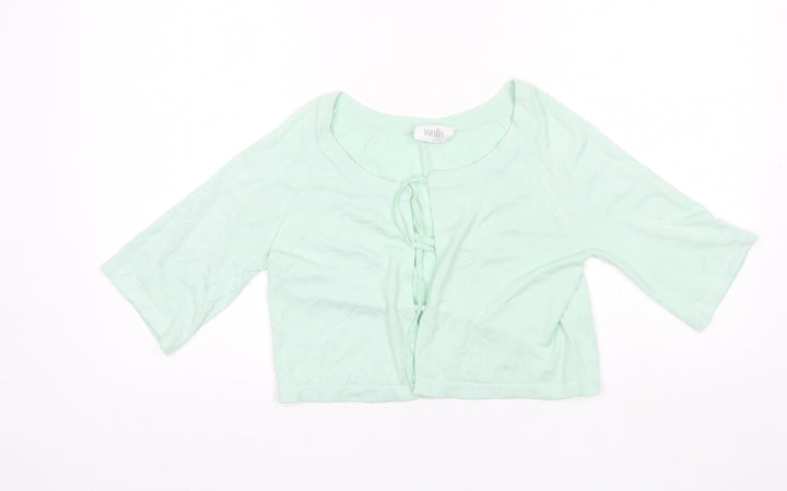 Wallis Womens Green Round Neck  Viscose Shrug Jumper Size S