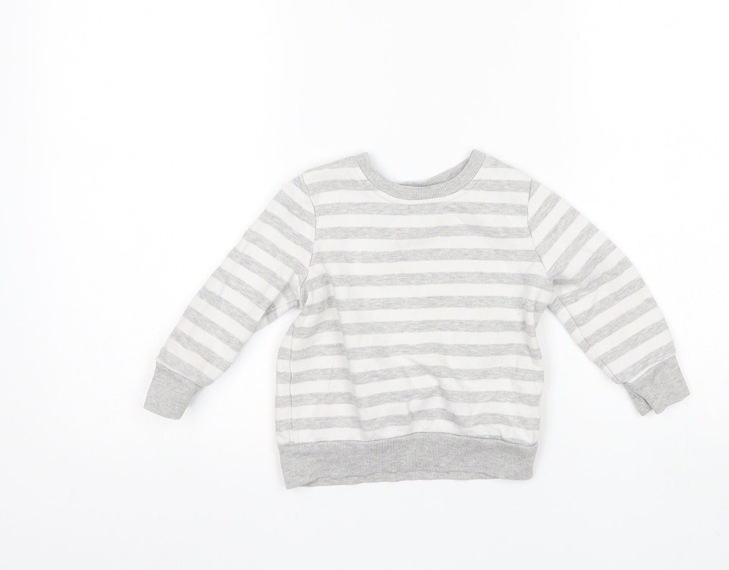 George Baby Grey Striped Cotton Pullover Jumper Size 18-24 Months