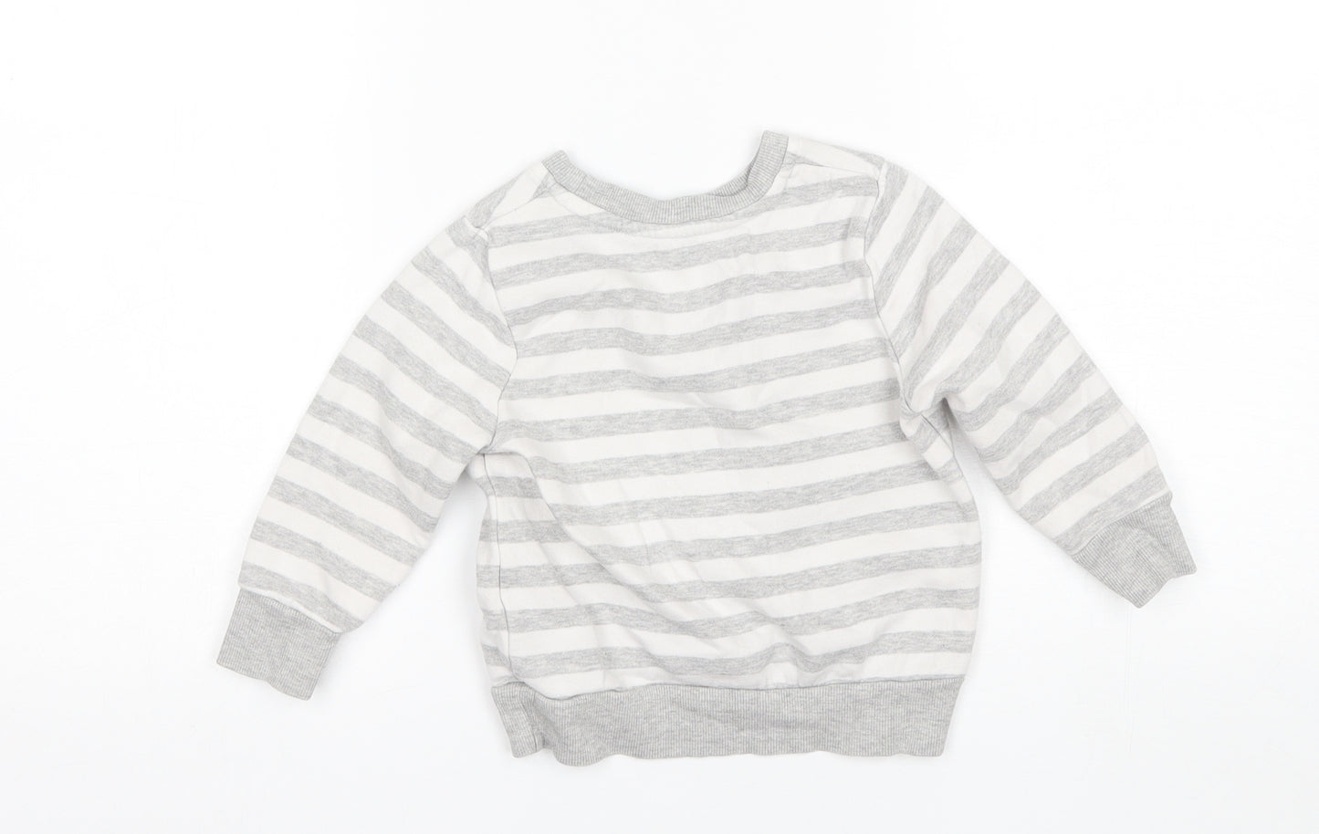 George Baby Grey Striped Cotton Pullover Jumper Size 18-24 Months