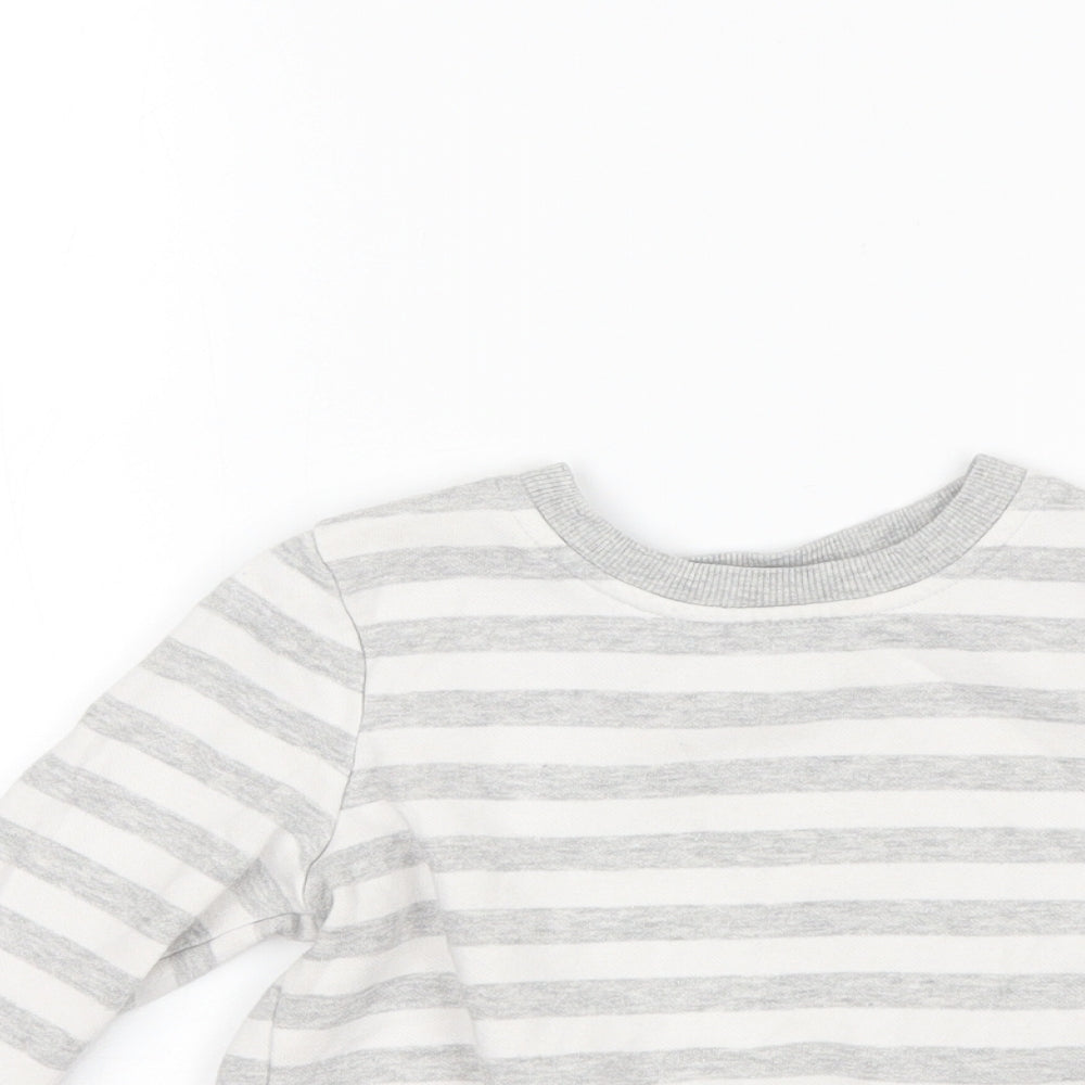 George Baby Grey Striped Cotton Pullover Jumper Size 18-24 Months