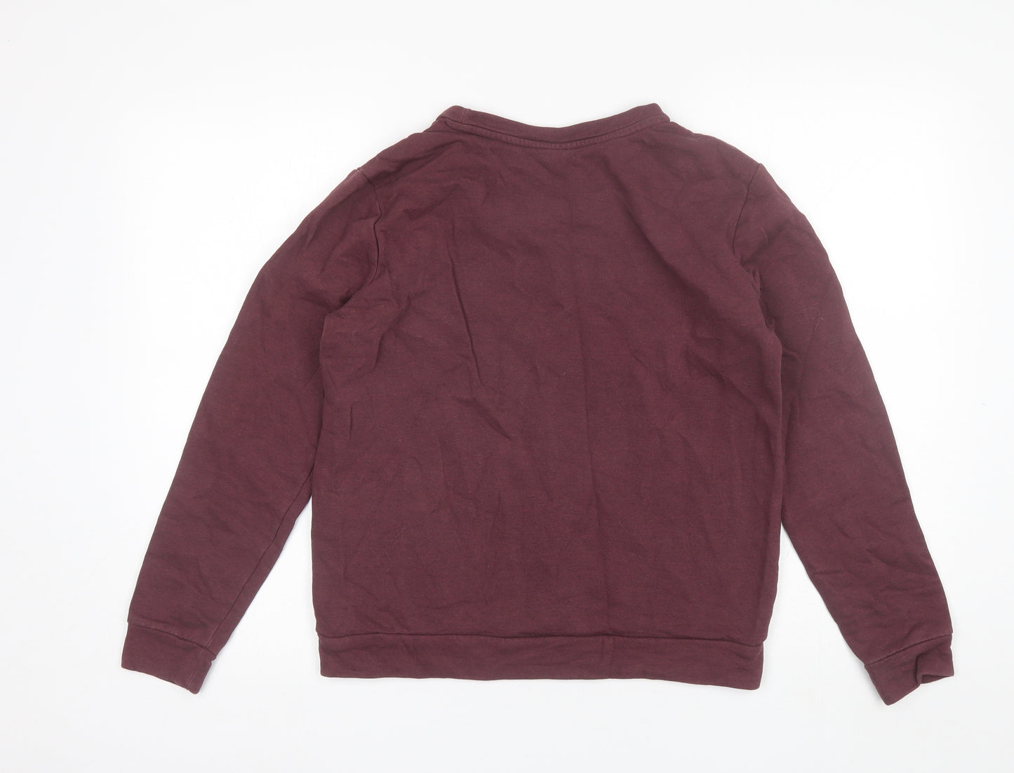 Jaqueline de Yong Womens Purple Round Neck  Cotton Pullover Jumper Size S