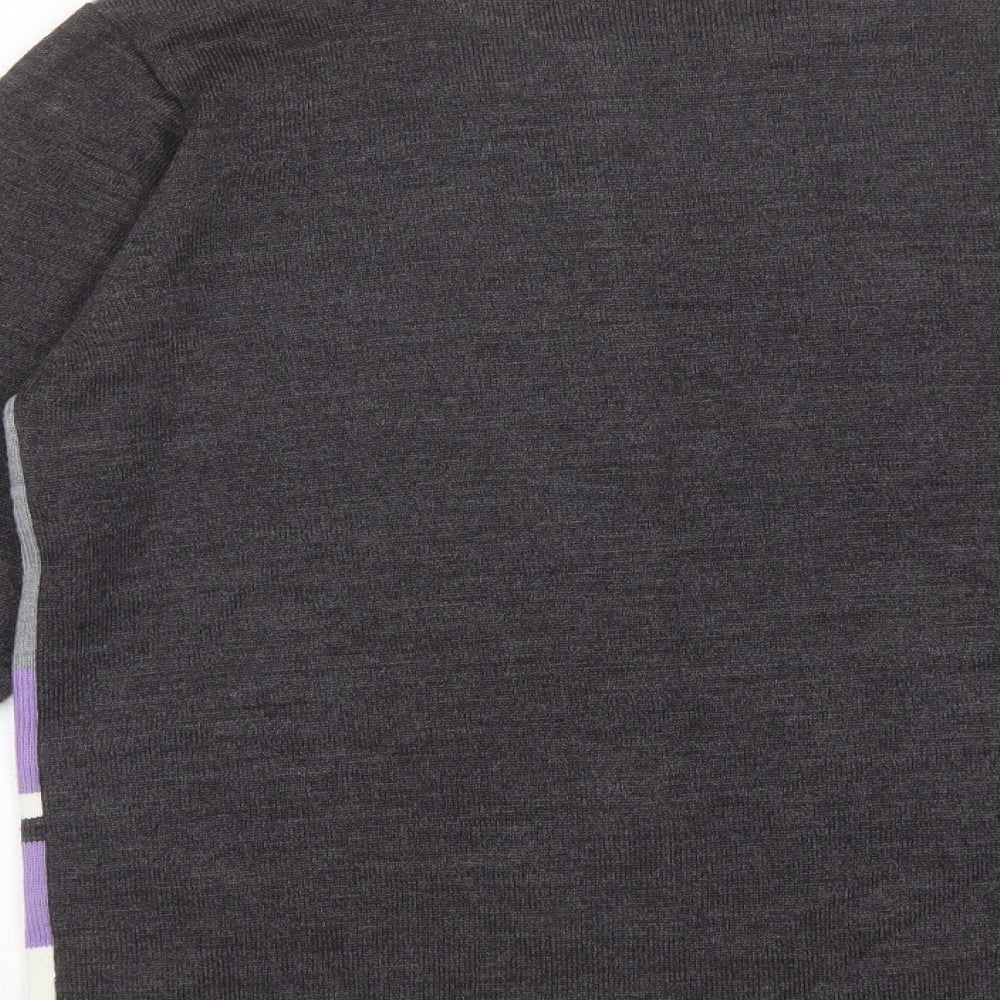 Autonomy Womens Grey Round Neck Geometric Acrylic Pullover Jumper Size M