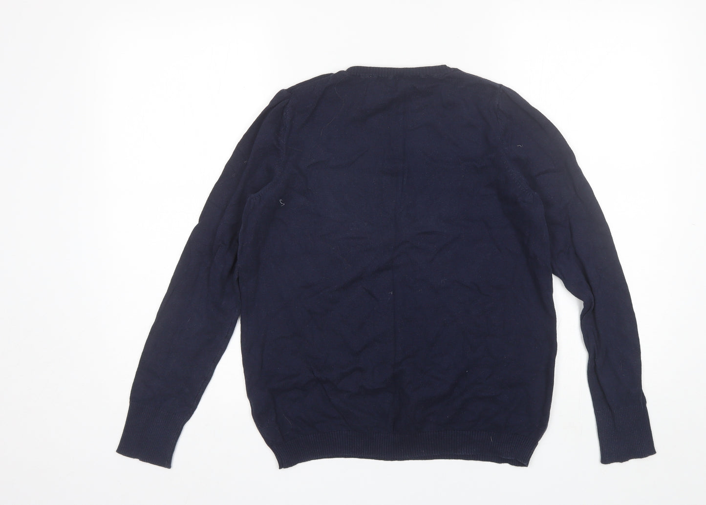 Red Herring Womens Blue Round Neck  Cotton Pullover Jumper Size 12