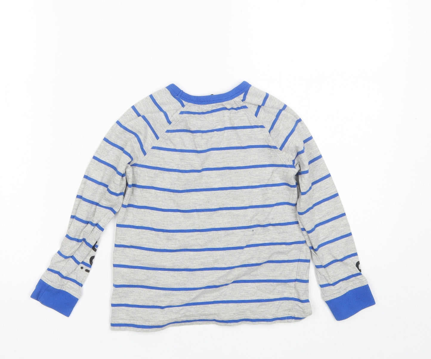 George Boys Blue Striped Cotton Basic T-Shirt Size 4-5 Years Round Neck