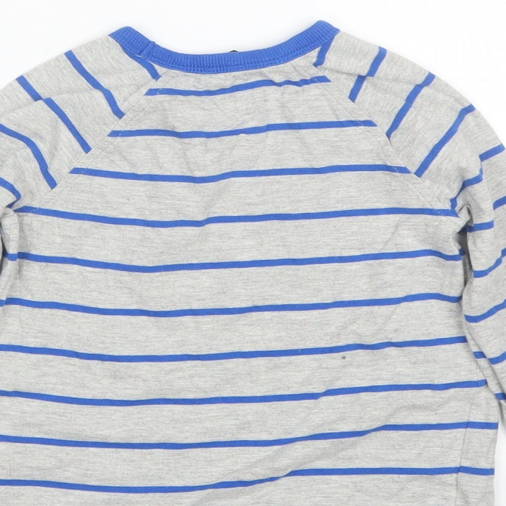 George Boys Blue Striped Cotton Basic T-Shirt Size 4-5 Years Round Neck