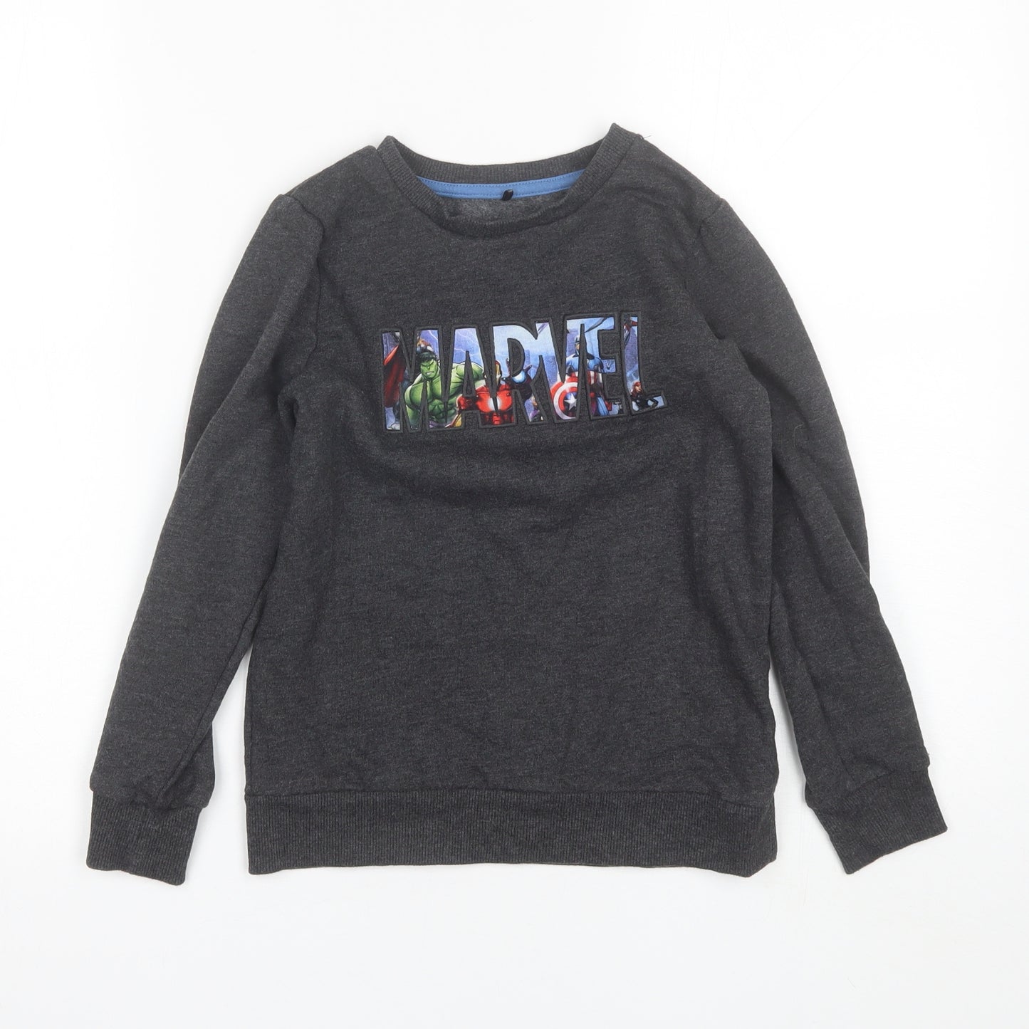George Boys Grey Round Neck  Cotton Pullover Jumper Size 7-8 Years   - Marvel