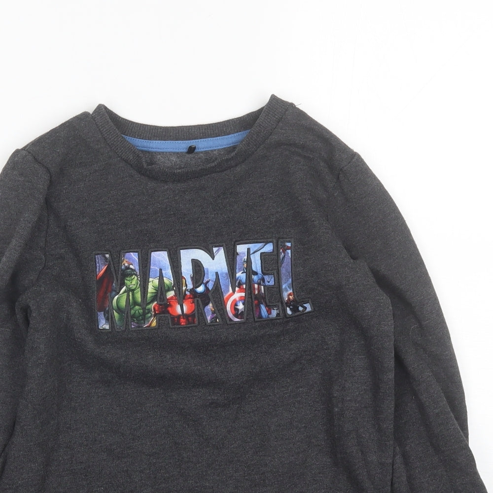 George Boys Grey Round Neck  Cotton Pullover Jumper Size 7-8 Years   - Marvel