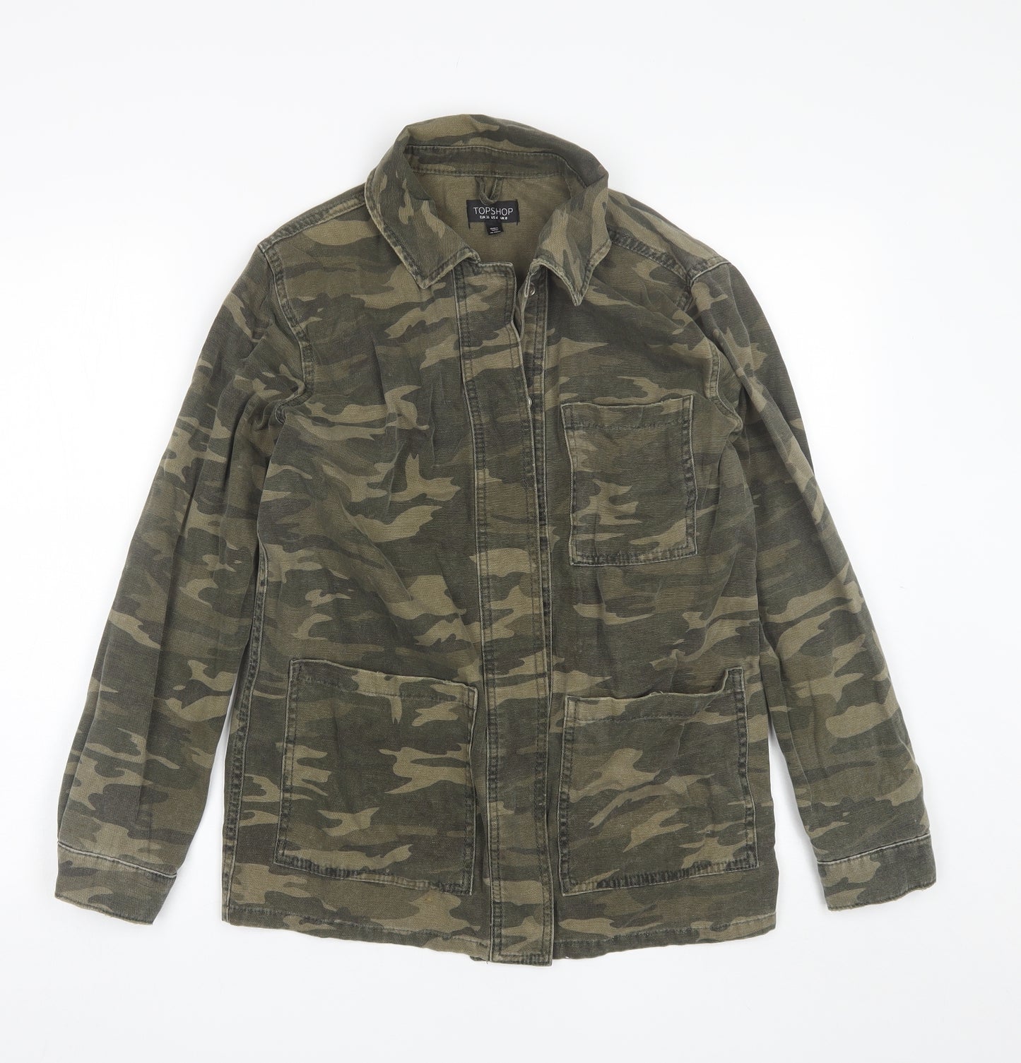 Topshop Womens Green Camouflage  Jacket  Size 8