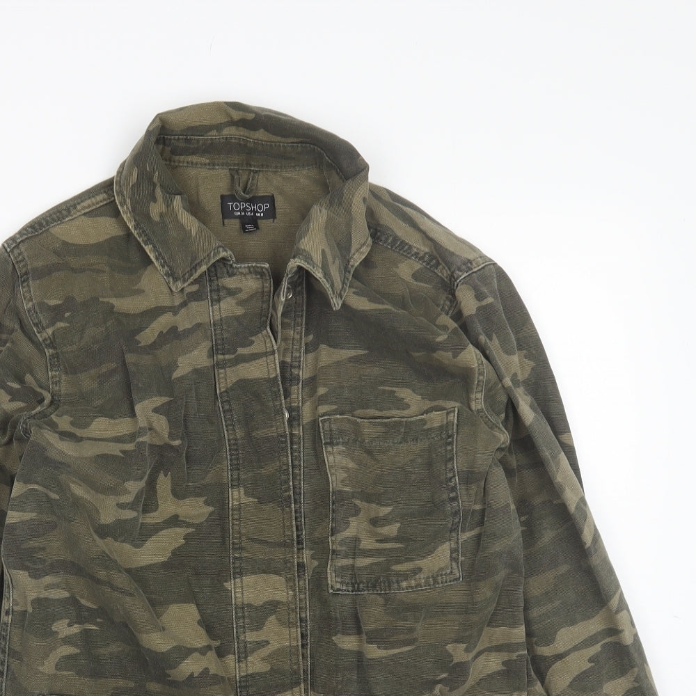 Topshop Womens Green Camouflage  Jacket  Size 8