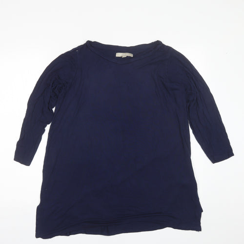 Anthology Womens Blue  Viscose Basic Blouse Size 14 Round Neck