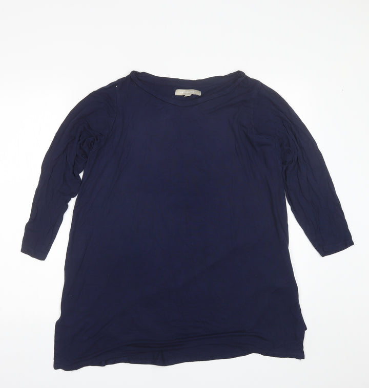 Anthology Womens Blue Viscose Basic Blouse Size 14 Round Neck