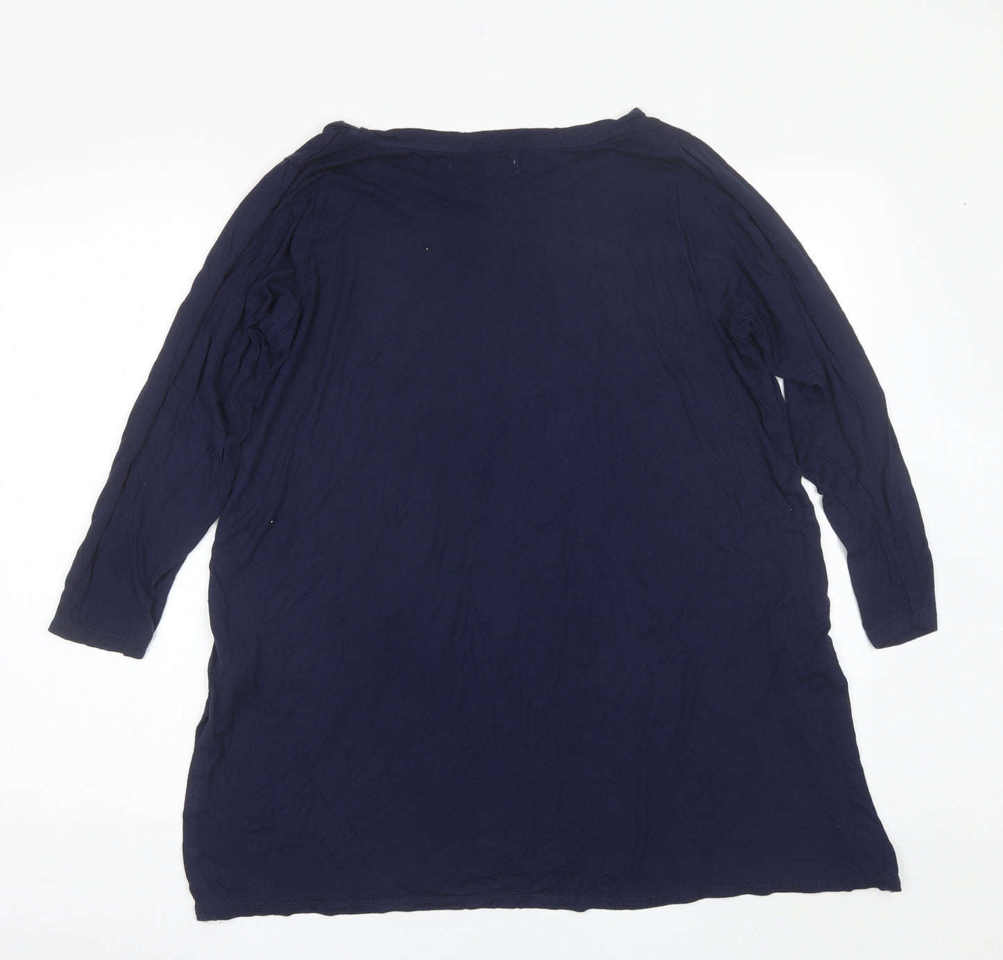 Anthology Womens Blue  Viscose Basic Blouse Size 14 Round Neck