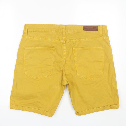 Zara Mens Yellow  Cotton Chino Shorts Size 36 L8 in Regular