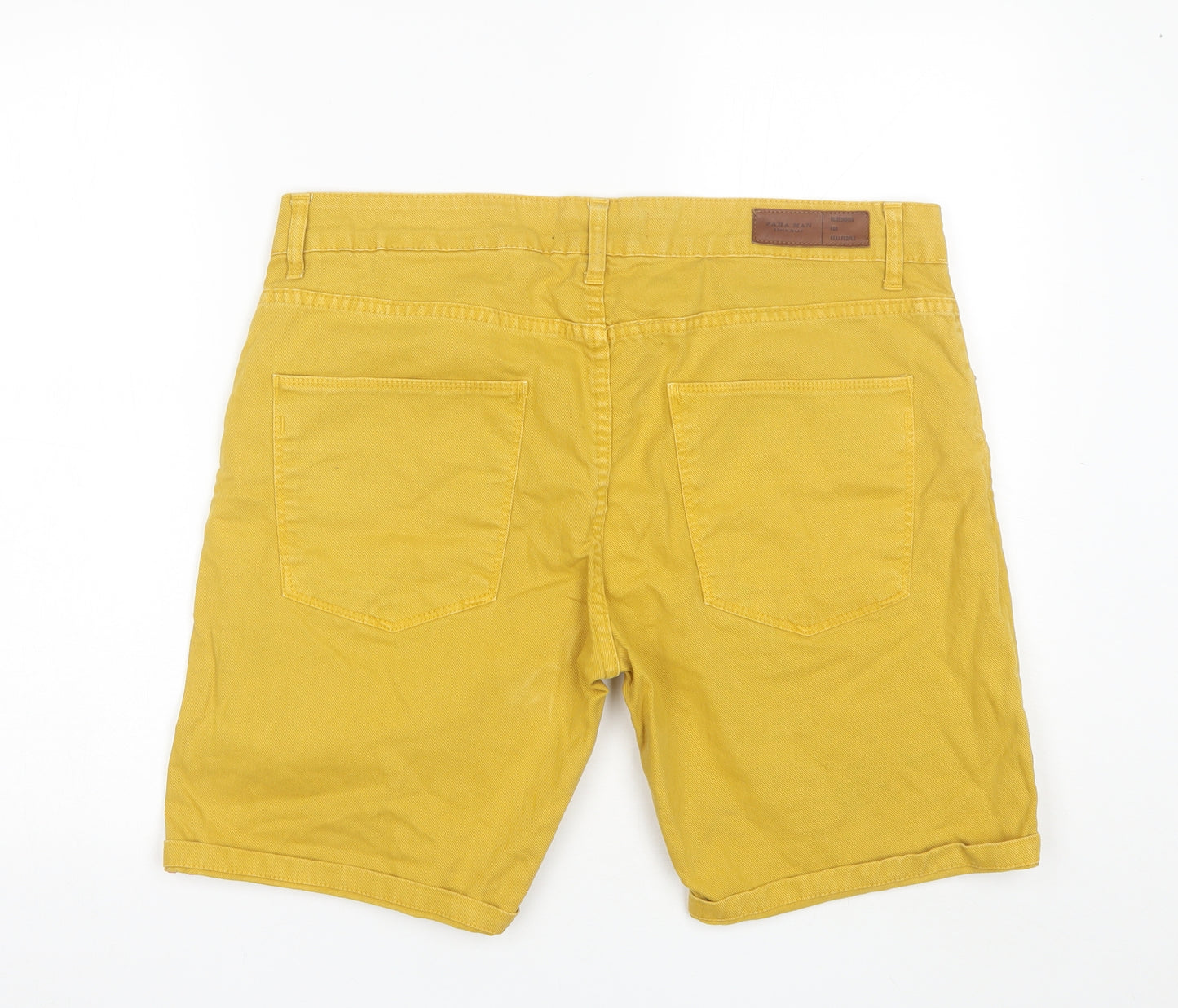 Zara Mens Yellow  Cotton Chino Shorts Size 36 L8 in Regular