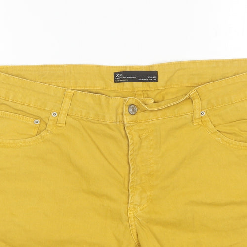 Zara Mens Yellow  Cotton Chino Shorts Size 36 L8 in Regular