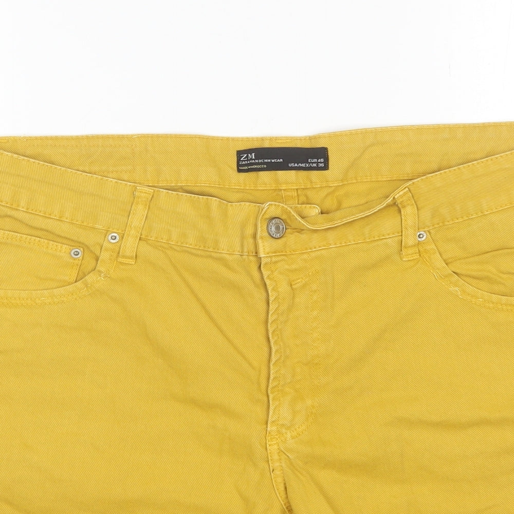 Zara Mens Yellow  Cotton Chino Shorts Size 36 L8 in Regular