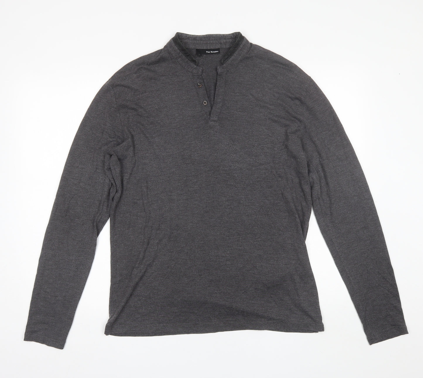 The Kooples Mens Grey  Lyocell  T-Shirt Size L V-Neck