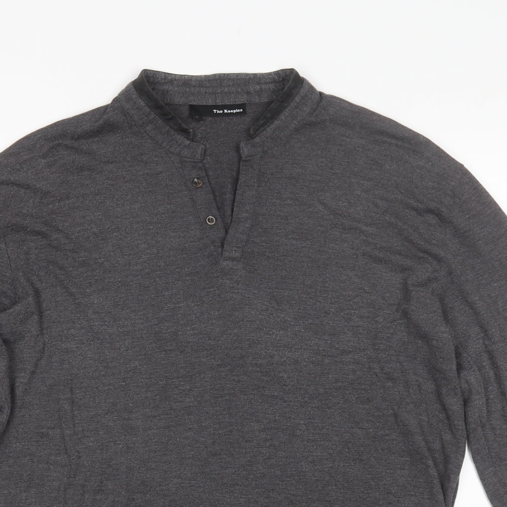 The Kooples Mens Grey  Lyocell  T-Shirt Size L V-Neck
