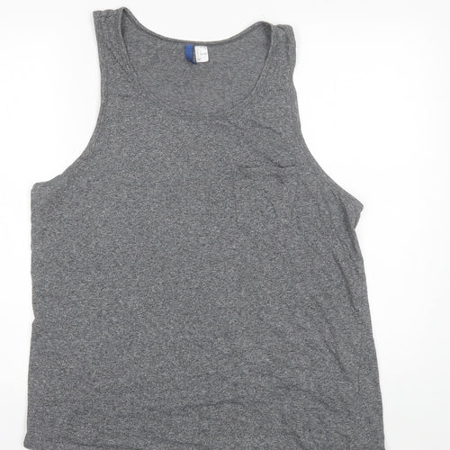 Divided Womens Grey  Cotton Basic Tank Size L Round Neck