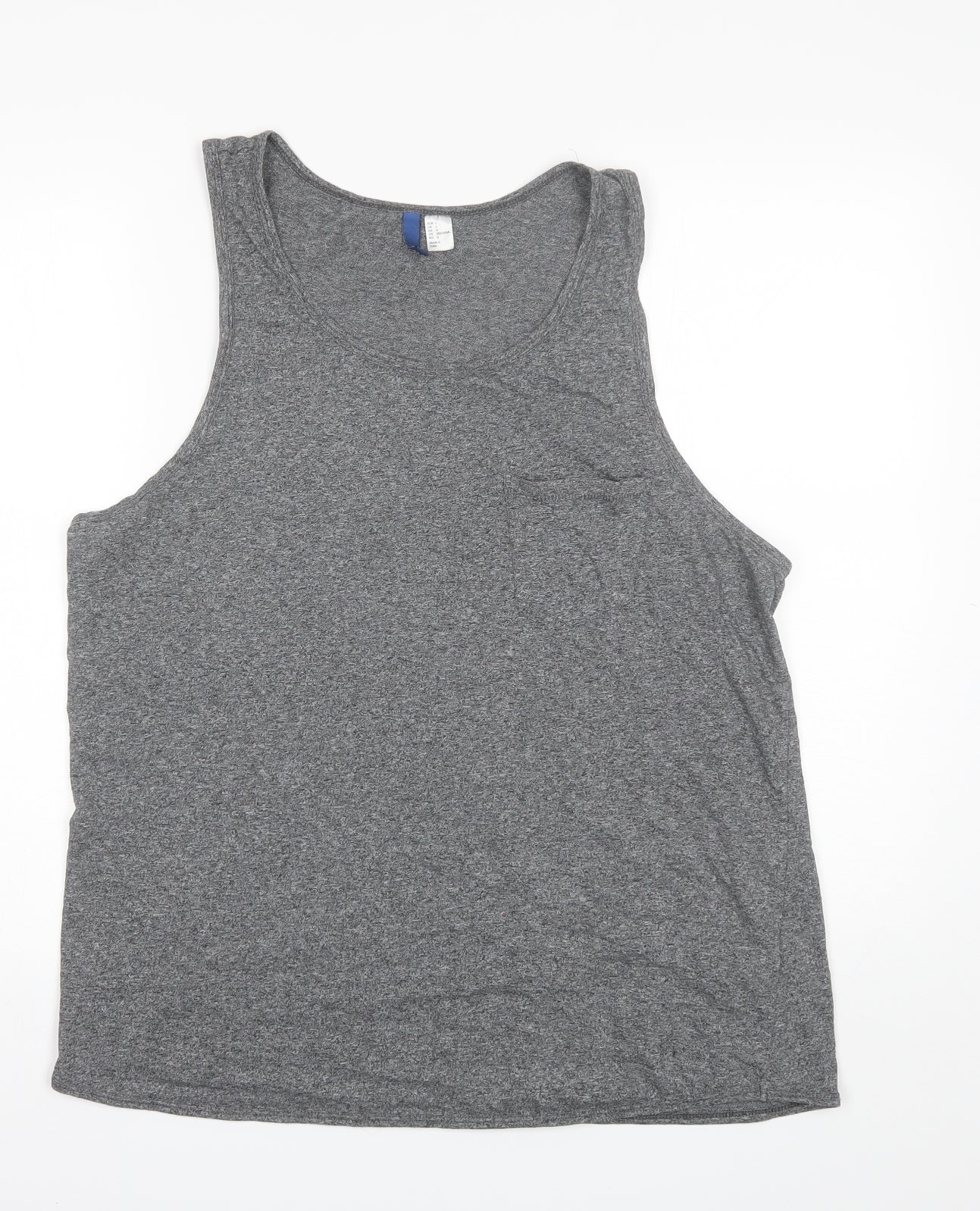 Divided Womens Grey  Cotton Basic Tank Size L Round Neck