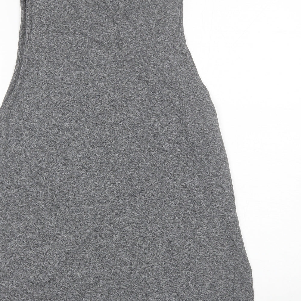 Divided Womens Grey  Cotton Basic Tank Size L Round Neck
