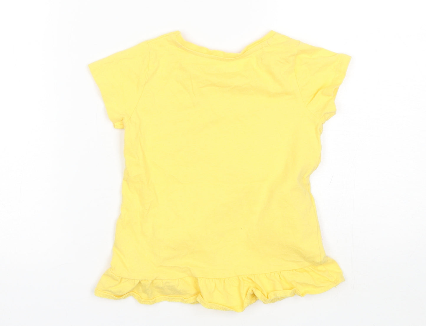 Nutmeg Girls Yellow  Cotton Basic T-Shirt Size 4-5 Years Round Neck