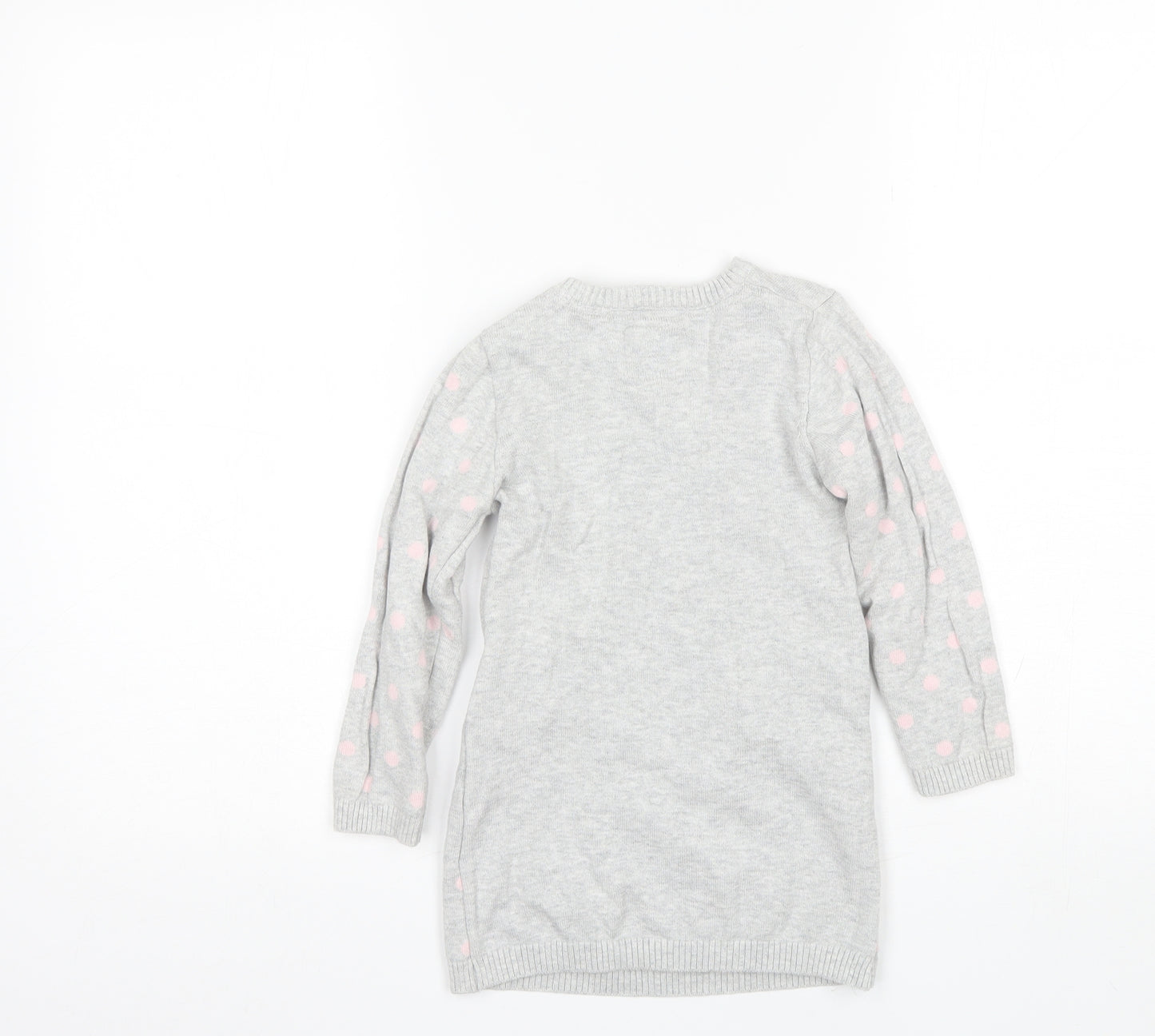 Primark Girls Grey  Cotton Jumper Dress  Size 2-3 Years  Round Neck  - Minnie mouse