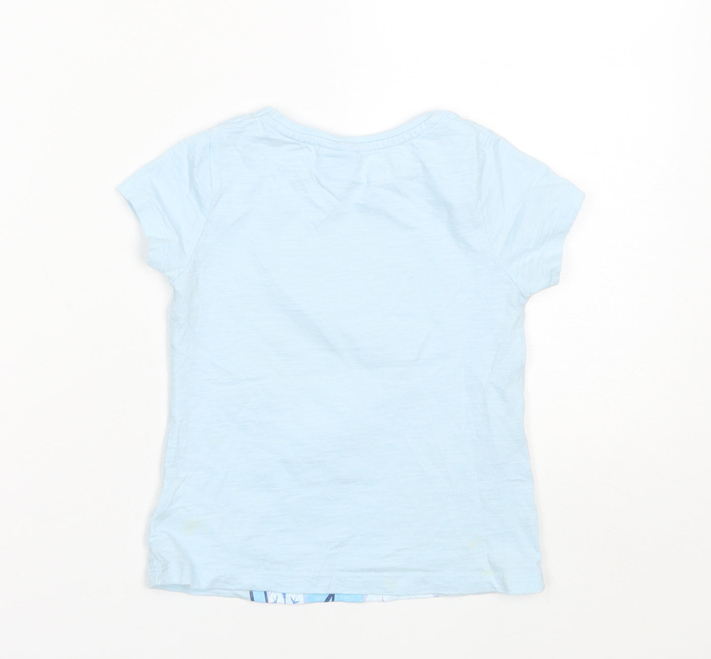 F&F Girls Blue  Cotton Basic T-Shirt Size 2-3 Years Round Neck