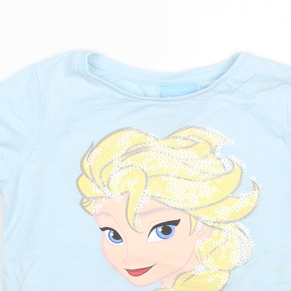 F&F Girls Blue  Cotton Basic T-Shirt Size 2-3 Years Round Neck