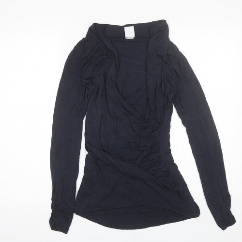 Mama-licious Womens Blue  Viscose Basic Blouse Size S V-Neck