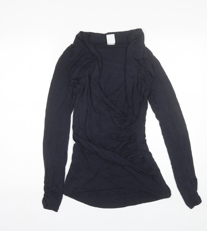 Mama-licious Womens Blue Viscose Basic Blouse Size S V-Neck