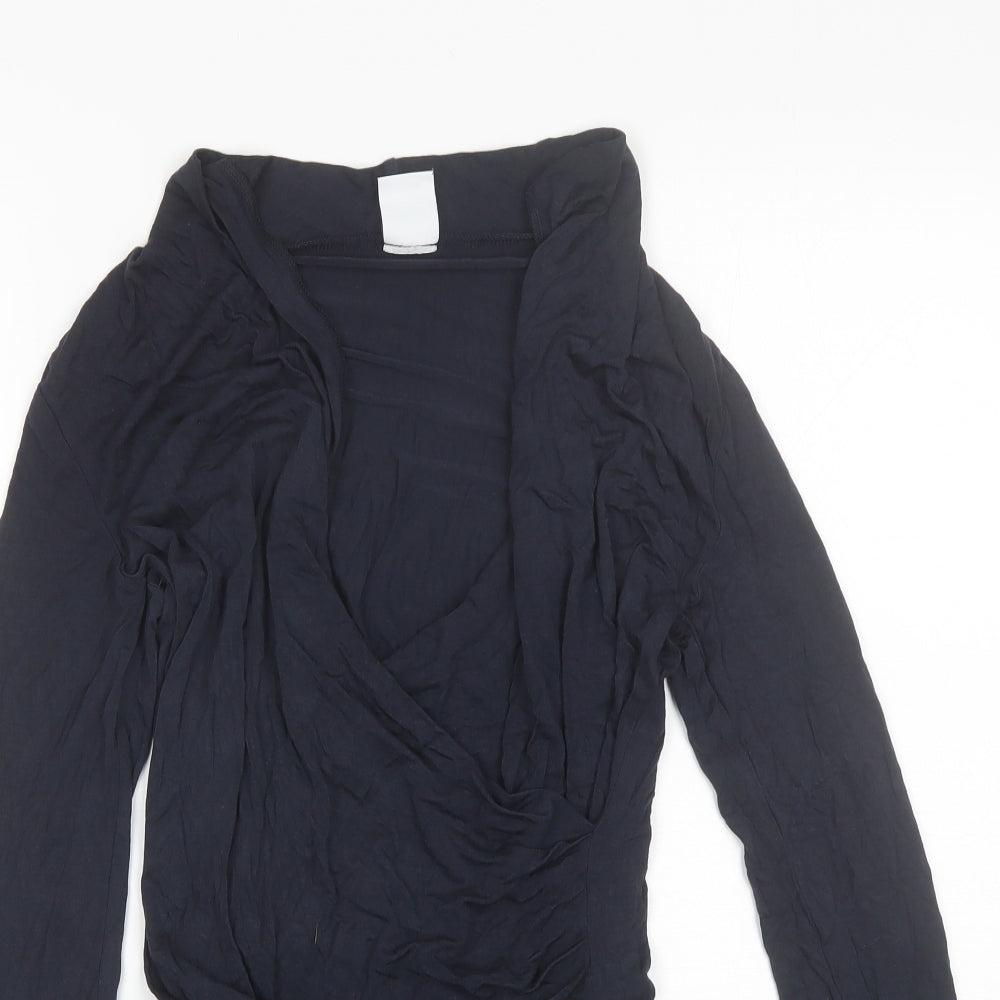 Mama-licious Womens Blue  Viscose Basic Blouse Size S V-Neck