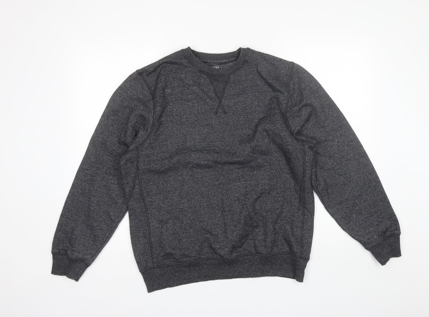 George Mens Grey Round Neck  Cotton Pullover Jumper Size M