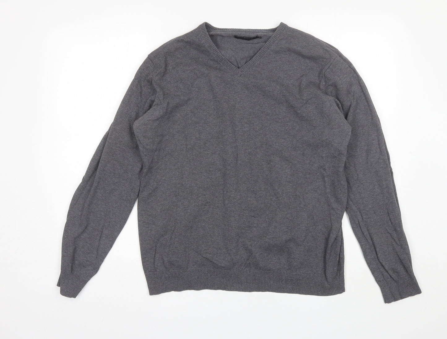 Selected Homme Mens Grey V-Neck  Acrylic Pullover Jumper Size XL
