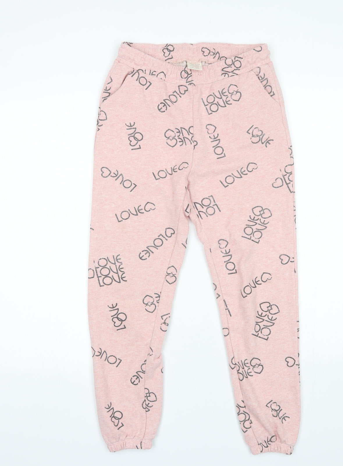 Zara Girls Pink  Polyester Sweatpants Trousers Size 13-14 Years  Regular