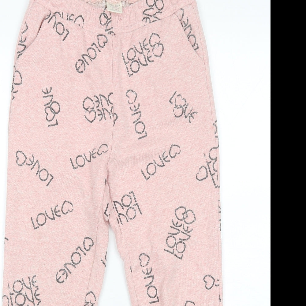 Zara Girls Pink  Polyester Sweatpants Trousers Size 13-14 Years  Regular