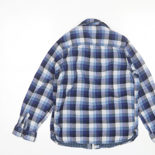Fat Face Boys Blue Plaid Cotton Basic Button-Up Size 10-11 Years Collared