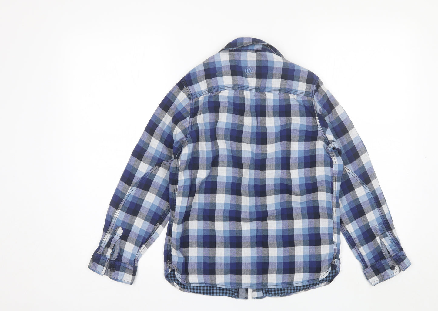 Fat Face Boys Blue Plaid Cotton Basic Button-Up Size 10-11 Years Collared