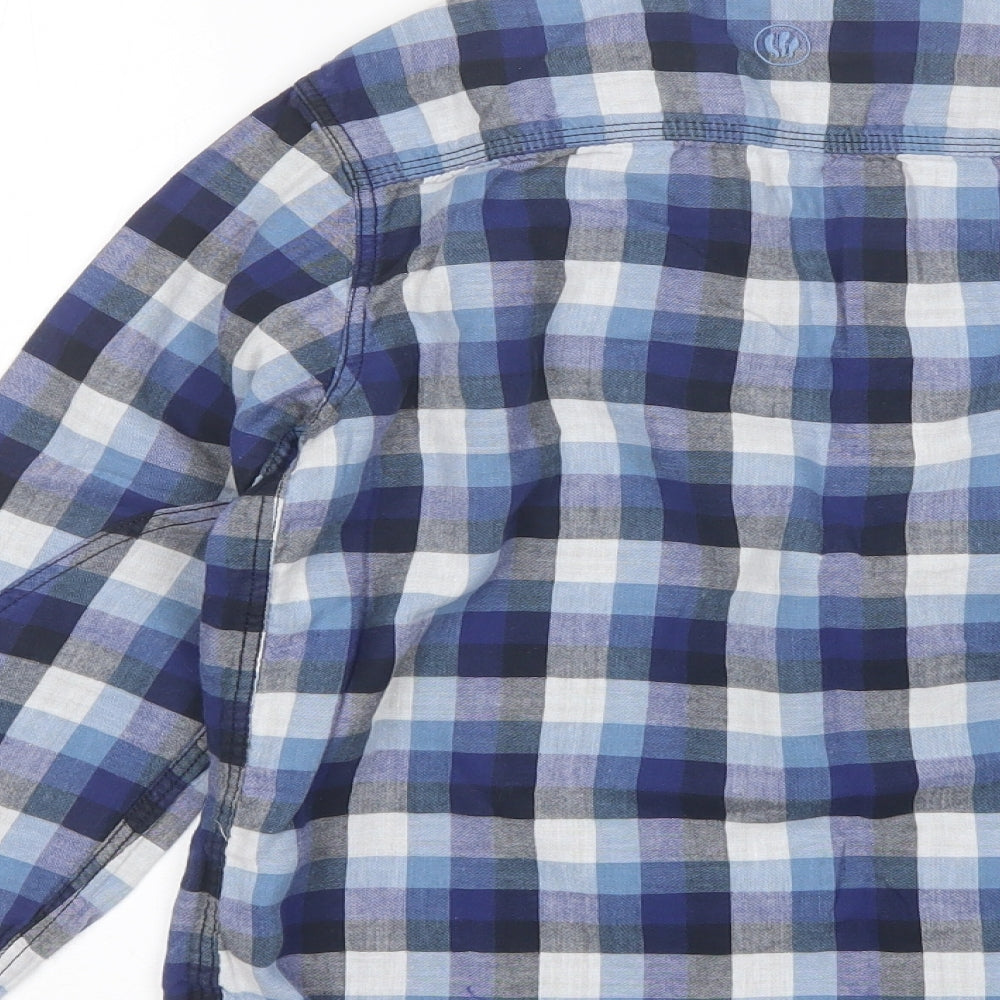 Fat Face Boys Blue Plaid Cotton Basic Button-Up Size 10-11 Years Collared