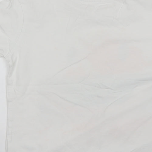 Preworn Boys White  Cotton Basic T-Shirt Size 10-11 Years Round Neck