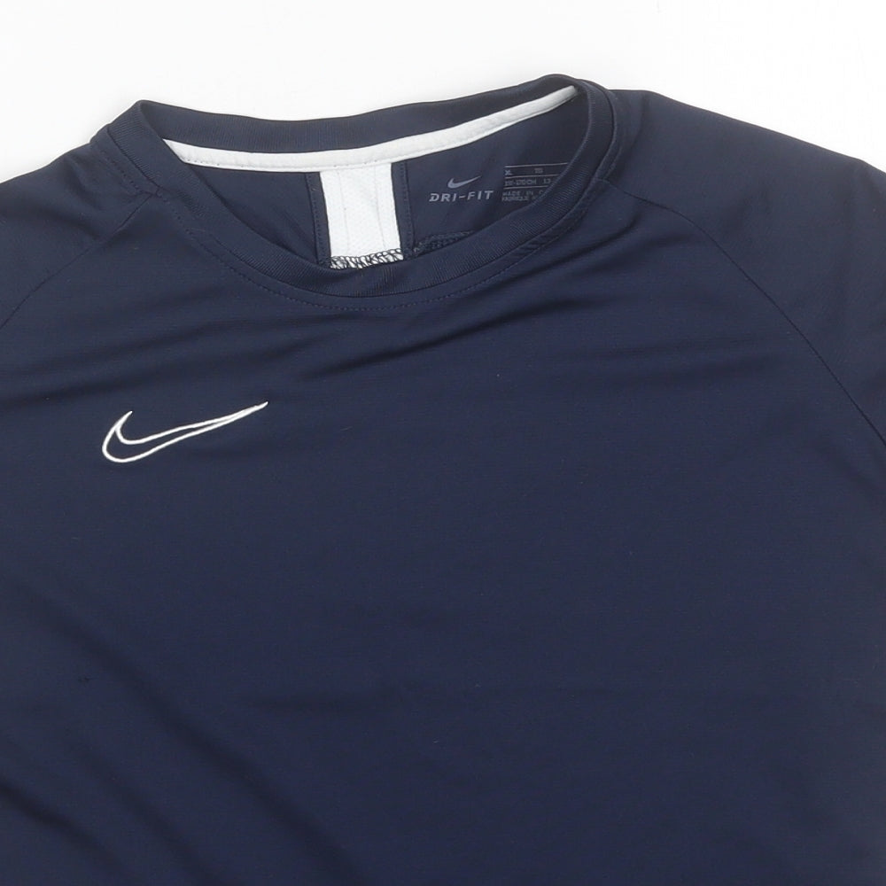 Nike Boys Blue  Polyester Basic T-Shirt Size 13-14 Years Round Neck